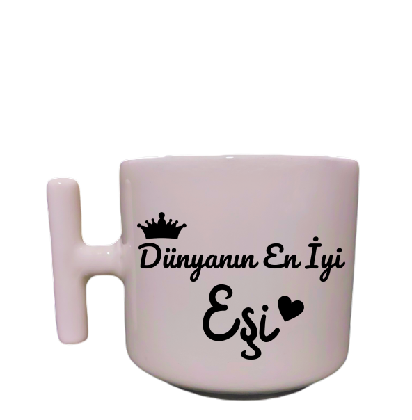 Krem Rengi T Saplı Sevgili-Eş ÖzelTasarım KupaBardak Latte Bardağı-Sevgililer Günü Doğum Günü Hediye
