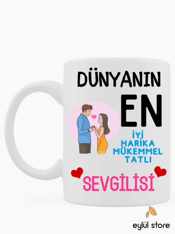 Sevgili Temalı Eğlenceli Özel Tasarım Baskılı Kupa Bardak Kahve Bardağı-Sevgililer Günü Hediyesi