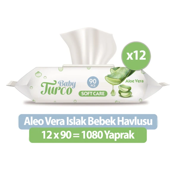 Baby Turco Softcare Aloea Vera Islak Havlu Mendil 90x12 1080 Yaprak