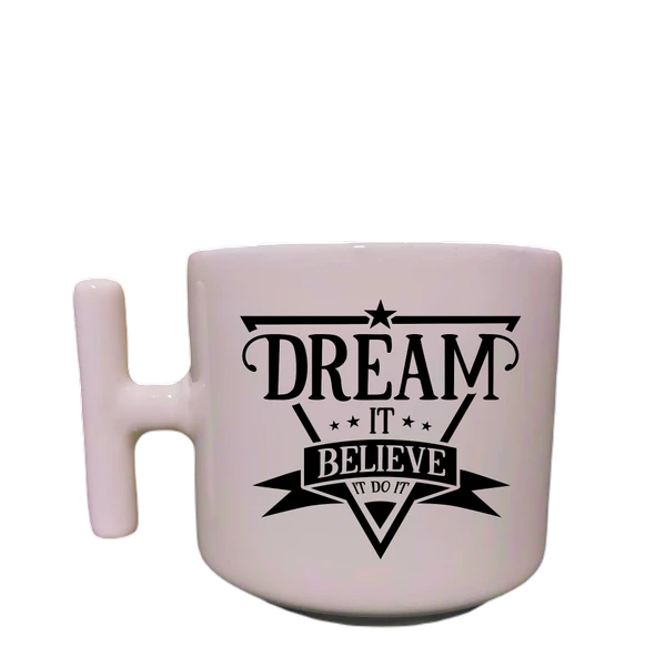 Krem Rengi T Saplı Eğlenceli Yazılı  Özel Tasarım Baskılı T Kupa Bardak Latte Bardağı ürün görseli 1