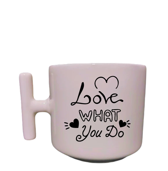 Krem Rengi T Saplı Eğlenceli Yazılı  Özel Tasarım Baskılı T Kupa Bardak Latte Bardağı ürün görseli