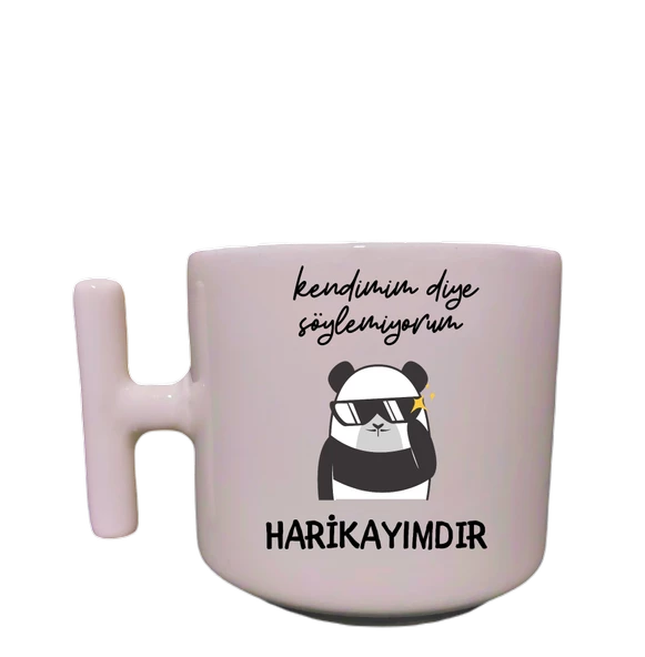 Krem Rengi Eğlenceli Yazılı Esprili Özel Tasarım Baskılı T Kupa Bardak Latte Bardağı