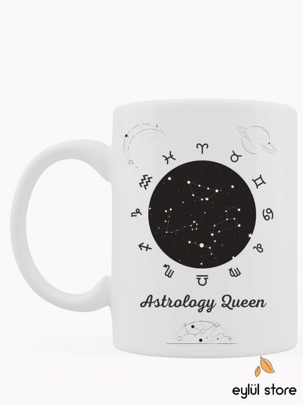 Astroloji Kraliçesi Yazılı Özel Tasarım Baskılı Kupa Bardak ürün görseli