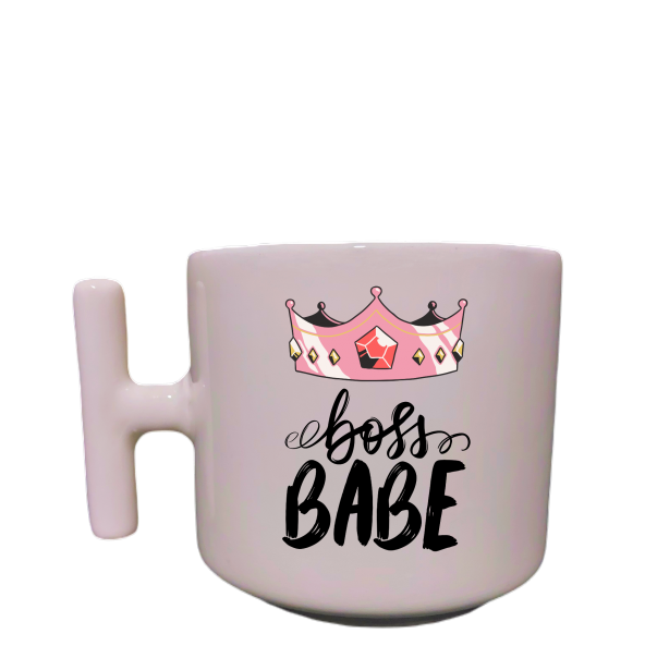 Boss Babe Yazılı Krem Rengi Eğlenceli Esprili Özel Tasarım Baskılı T Kupa Bardak Latte Bardağı
