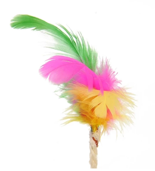 Renkli Tüylü İpli Kedi Oyuncağı - Resim 3