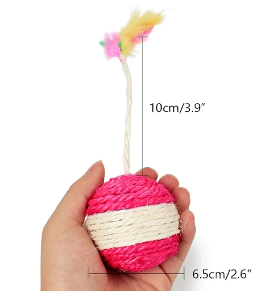 Renkli Tüylü İpli Kedi Oyuncağı - Resim 2