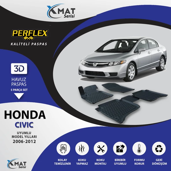 Perflex Paspas 3D Havuzlu X-Mat Civic 2006-2012