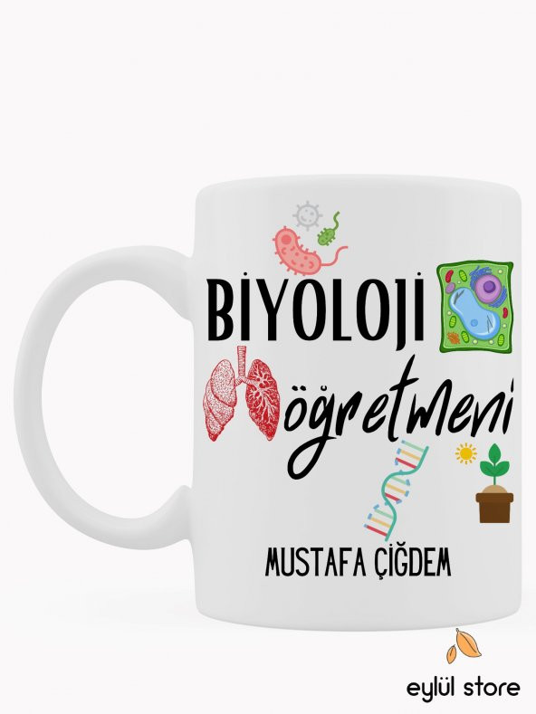 Biyoloji Öğretmeni Kişiye Özel Tasarım Baskılı Kupa Bardak Kahve Bardağı-Öğretmenler Günü Hediyesi