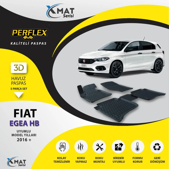 Perflex Paspas 3D Havuzlu X-Mat Egea Hatchback 2016+ ürün görseli 1