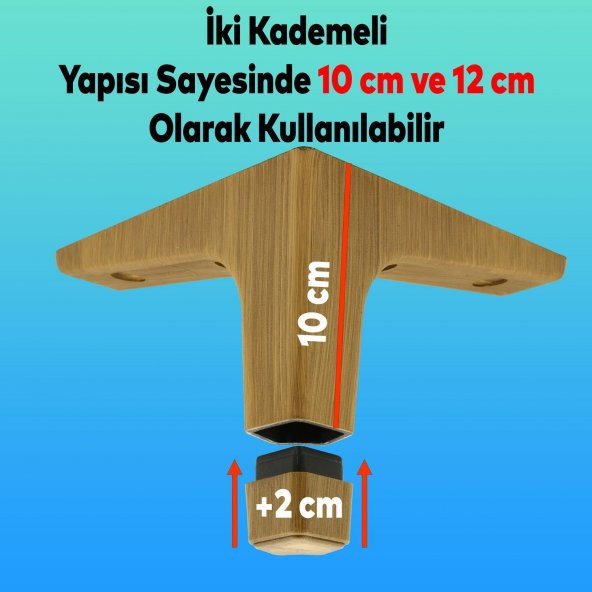 Mobilya Kanepe Yatak Sehpa TV Ünitesi Baza Koltuk Ayağı Koyu Ceviz Renk 12 cm Ayak - Resim 3
