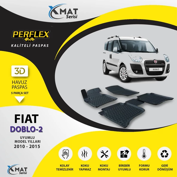 Perflex Paspas 3D Havuzlu X-Mat Doblo 2 2010+2015