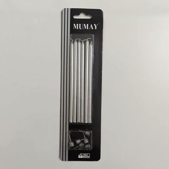 Gümüş Gri Pasta Mumu 6 Adet 14 Cm. - 3