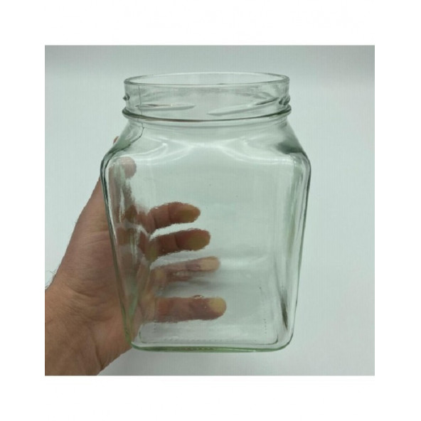 1600 cc Kırmızı Metal Kapaklı Köşeli Cam Kavanoz - 3