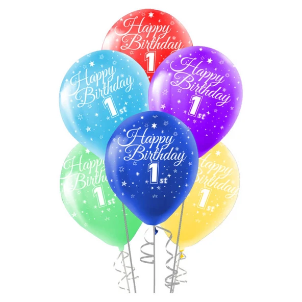 Çepeçevre Baskılı Balon 100lü -Happy Bday 1 Yaş