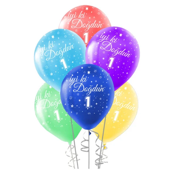 Çepeçevre Baskılı Balon 100lü -İyiki Doğdun 1 Yaş