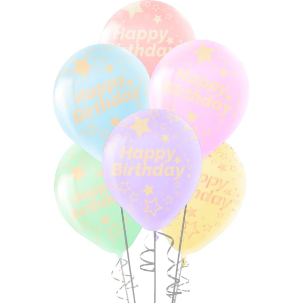 Çepeçevre Baskılı Makaron Balon100lü -Happy Bday-