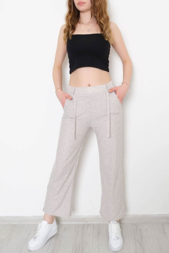 Kuşaklı Pantolon Pudragri - 10851.1567. - 2