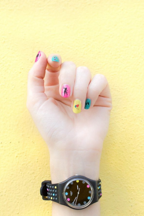 Eğlence Sembolleri Tırnak Dövmesi, Tırnak Tattoo, Nail Art, Tırnak Sticker - 2