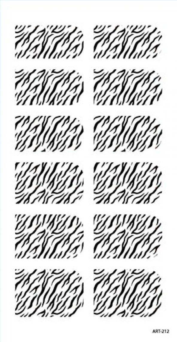 Zebra Desenli Tırnak Dövmesi,Tırnak Tattoo,Nail Art ,Tırnak Sticker - 3