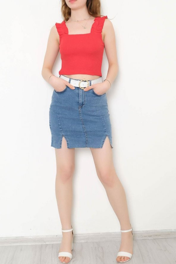 Askılı Crop Bluz Kırmızı - 10812.1567. - 2
