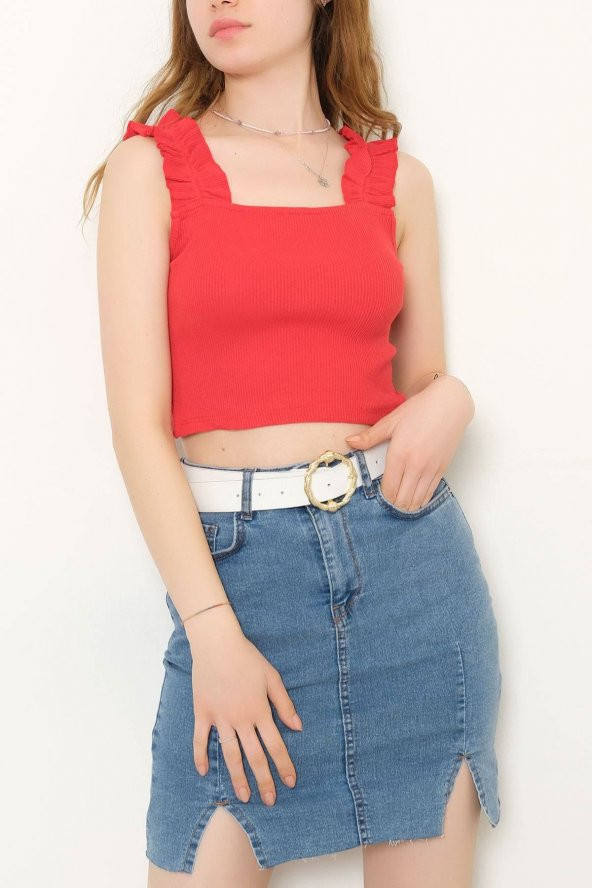 Askılı Crop Bluz Kırmızı - 10812.1567. - 3