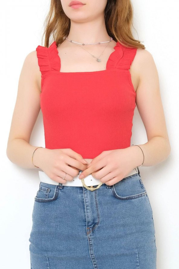 Askılı Crop Bluz Kırmızı - 10812.1567. - 5