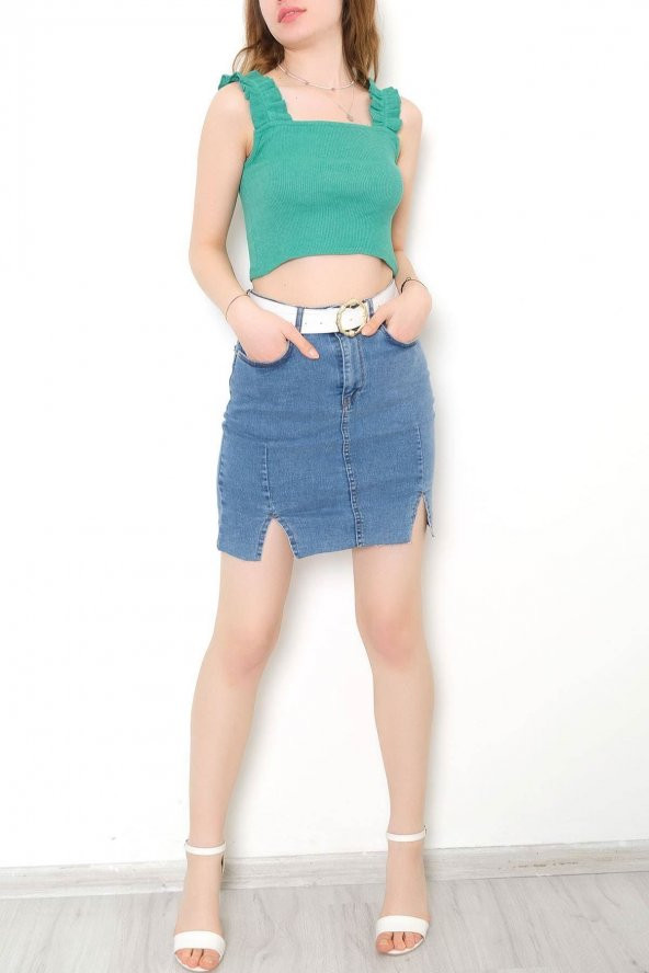 Askılı Crop Bluz Yeşil - 10812.1567. - 2