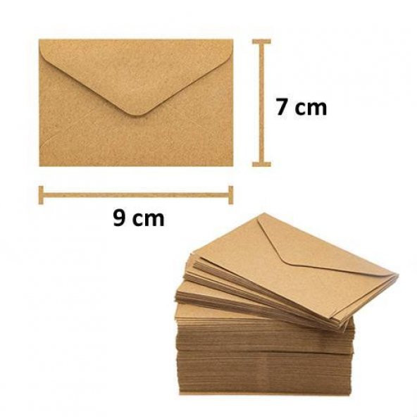 50 Adet Kraft Renkli Küçük Zarf 7x9 - 4