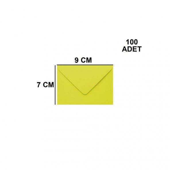 100 Adet Sarı Renkli Küçük Zarf 7x9