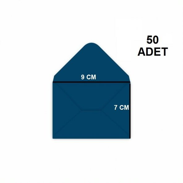50 Adet Mavi Renkli Küçük Zarf 7x9