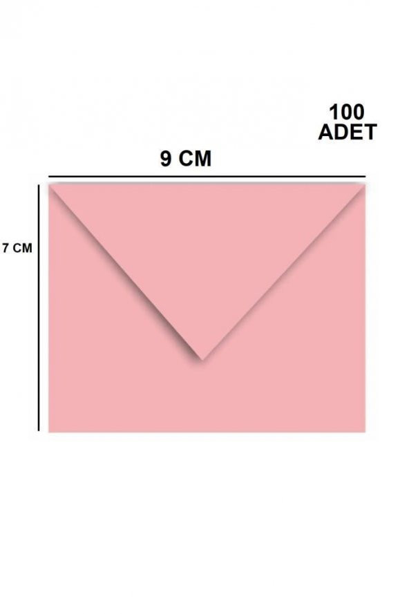 100 Adet Pembe Renkli Küçük Zarf 7x9