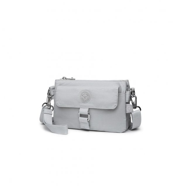 Askılı Kadın Çantası Krinkıl Kumaş Smart Bags 1147 Açık Gri - 3