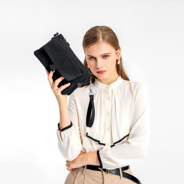 Askılı Kadın Çantası Krinkıl Kumaş Smart Bags 1147 Açık Gri - 4