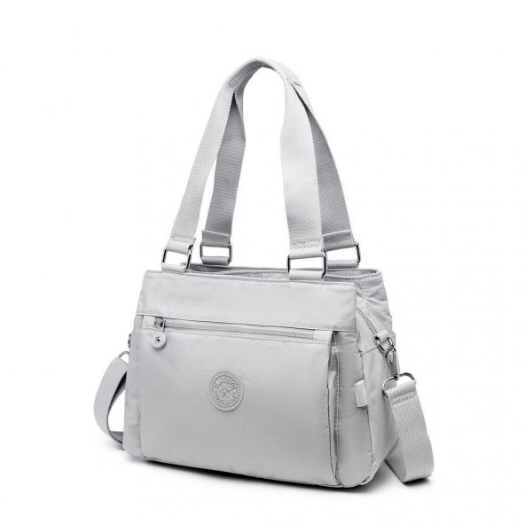 Smart Bags Kadın Omuz Çantası Krinkıl Kumaş 1125 A.Gri - 3