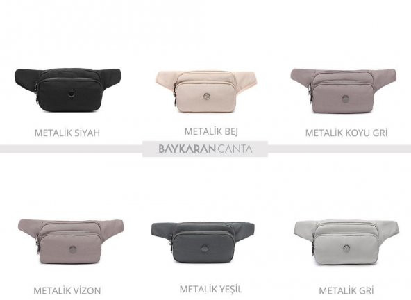 Nano Metalik Kumaş Kadın Bel Çantası Smart Bags 1154 K.Gri - 7