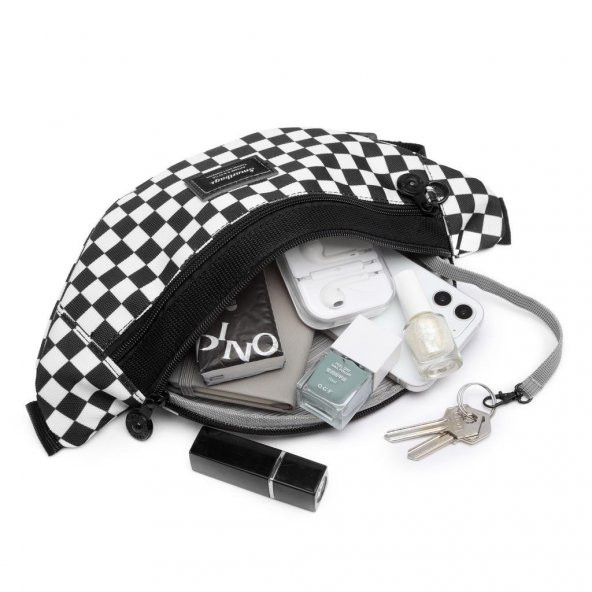 Dama Desenli Unisex Bel Çantası Smart Bags 3030 Sarı - 8