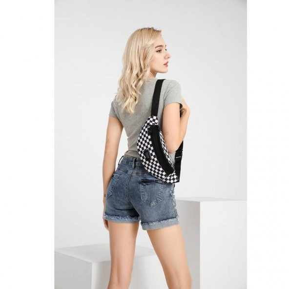 Dama Desenli Unisex Bel Çantası Smart Bags 3030 Sarı - 11