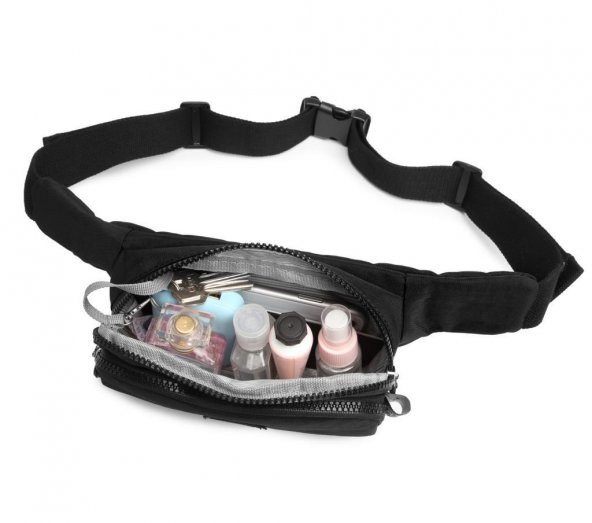 Krinkıl Kumaş Kadın Bel Çantası Smart Bags 1154 Siyah - 3