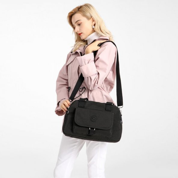 Krinkıl Kumaş Kadın Omuz Çantası Smart Bags 1122 Siyah - 2