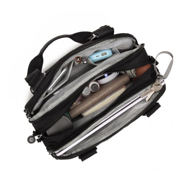 Krinkıl Kumaş Kadın Omuz Çantası Smart Bags 1122 Siyah - 3