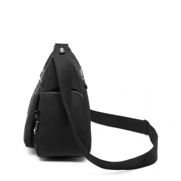 Krinkıl Kumaş Kadın Postacı Çantası Smart Bags 1115 Siyah - 7