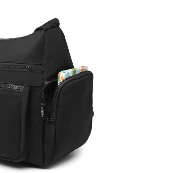Krinkıl Kumaş Kadın Postacı Çantası Smart Bags 1115 Siyah - 9