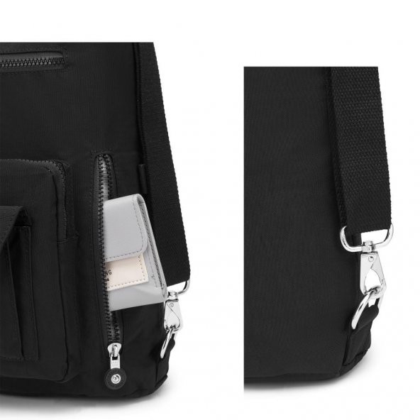 Hem Sırt Hem de Omuz Kadın Çantası Smart Bags 1205 Siyah - 8