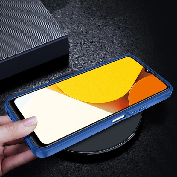 KNY Samsung Galaxy A34 Kılıf Silikon Kenarlı Renkli Şeffaf Flora Kapak Lacivert - 4