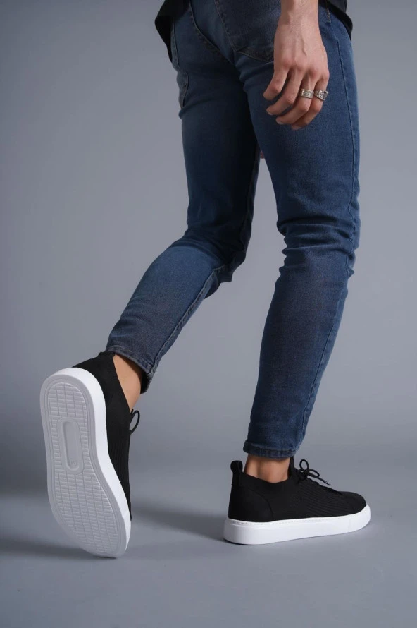 KB-112  Siyah Triko Bağcıklı  Günlük Erkek  Ayakkabı - Resim 3