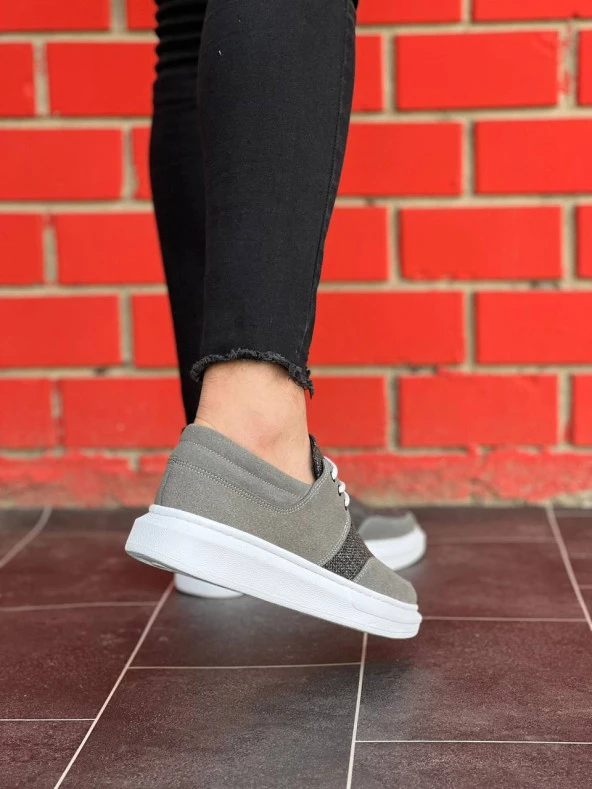 KB-042 Bağcıklı Gri Günlük Erkek Ayakkabı - Resim 2