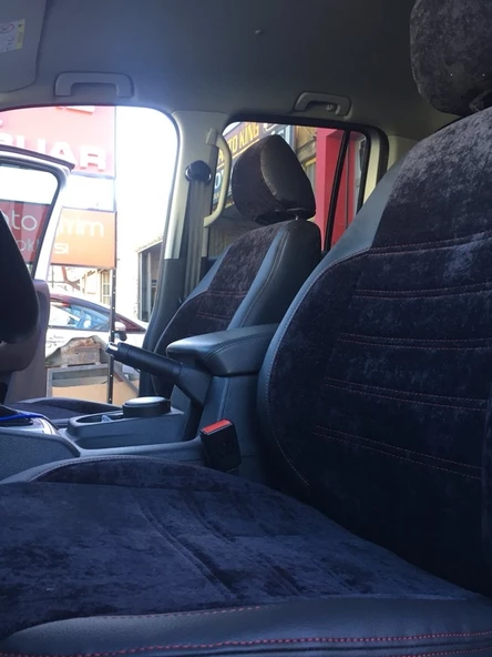 VW Amarok Orta Kumaş Siyah Kadife- Kenarlar Maldive Deri - 3