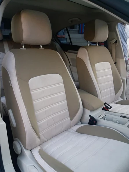VW Passat B8 Ortalar Krem Tay Tüyü-Kenarlar Maldive Deri - Resim 4