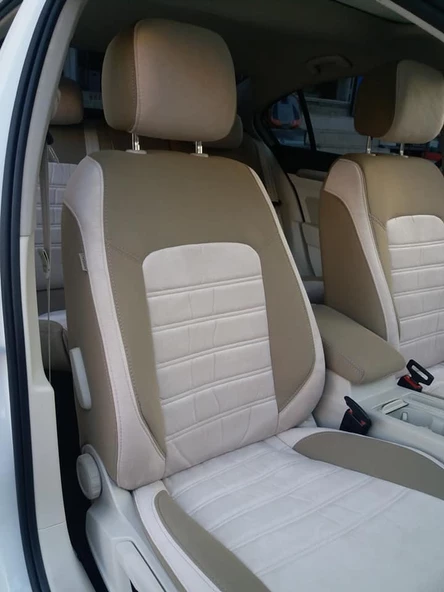 VW Passat B8 Ortalar Krem Tay Tüyü-Kenarlar Maldive Deri - Resim 3