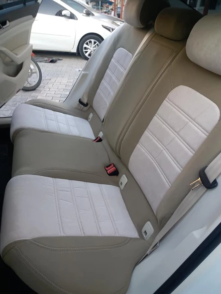 VW Passat B8 Ortalar Krem Tay Tüyü-Kenarlar Maldive Deri - Resim 5